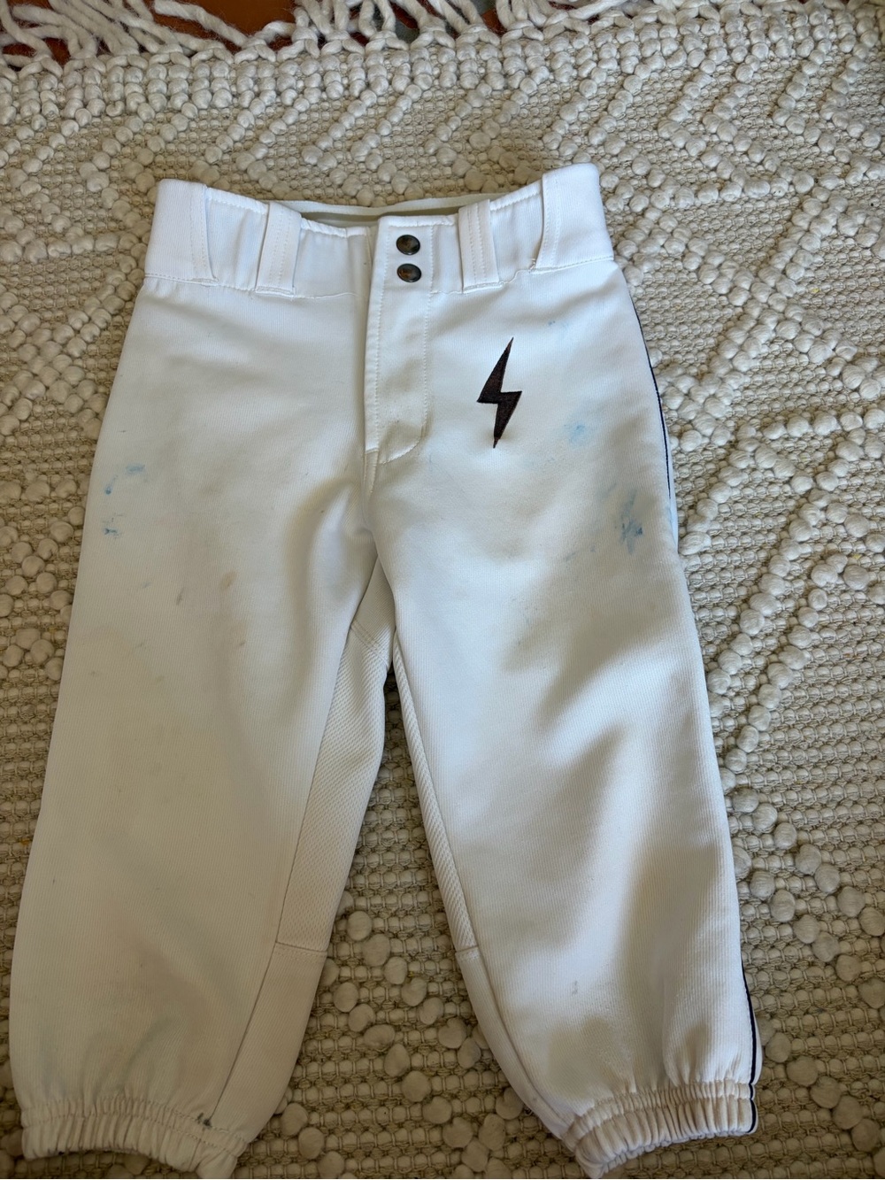 Kids  Bruce Bolt White Baseball pants